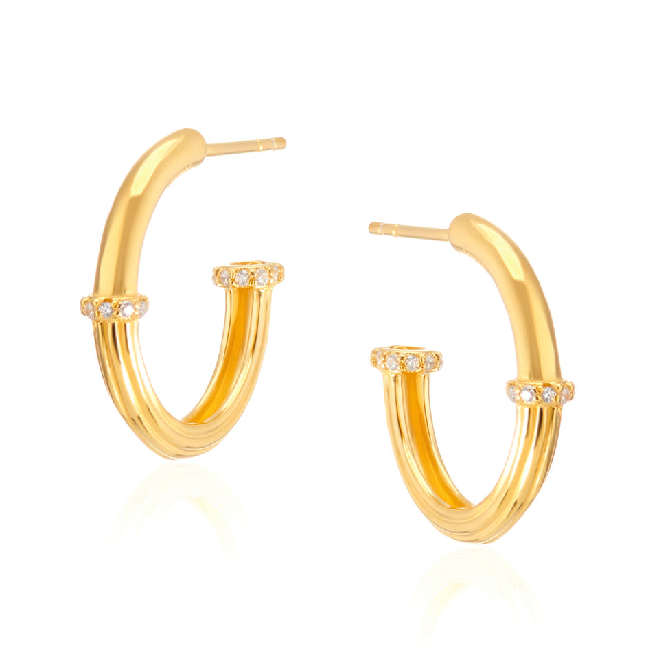 Lapis Lazuli Gold Medium Hoop Earrings - Ku– ke aloha jewelry